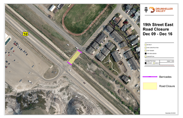 Aerial view of temporary road closure